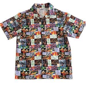 EUC Disney button up shirt sz Small S Collage multicolor pictures